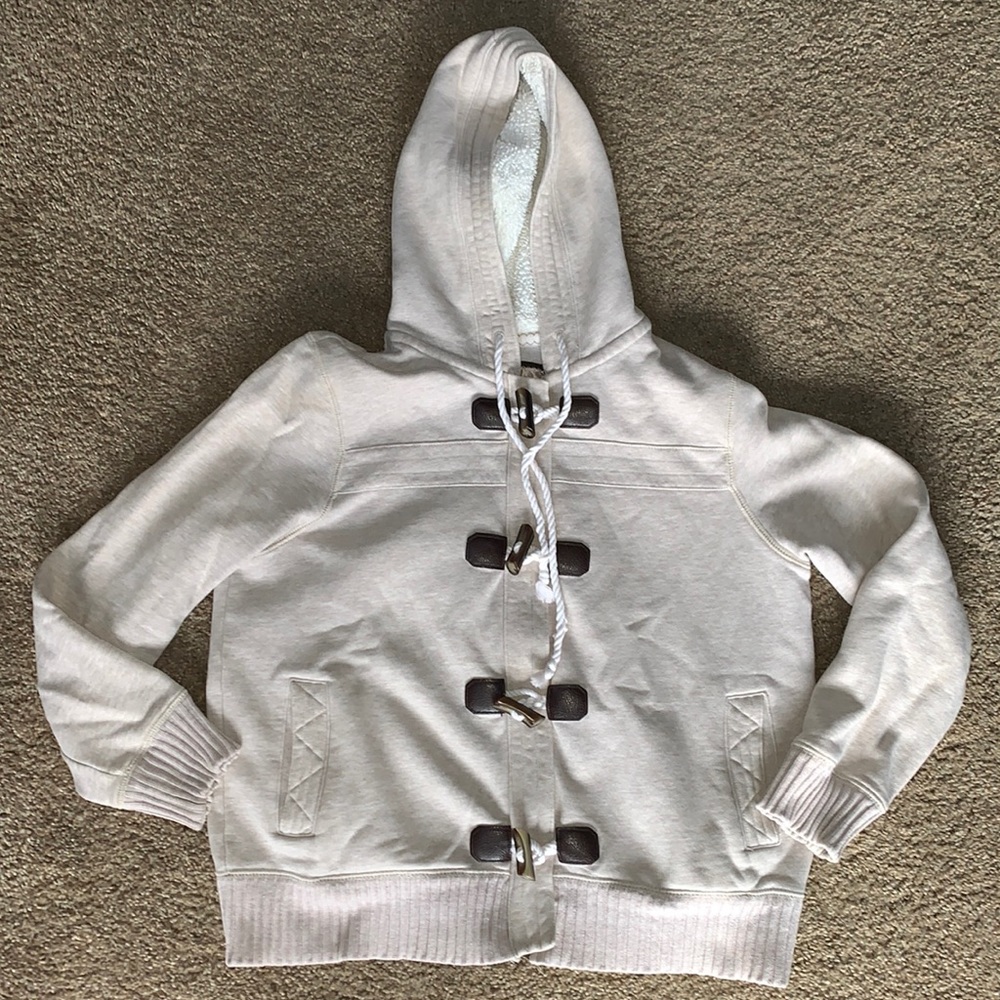 Old Navy cream colored jacket, fur lined on the inside